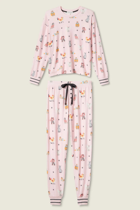 Pj Salvage Feline Spooky Halloween Cat Print PJ Set